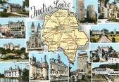 37 Indre Et Loire / CPSM FRANCE 37 "Indre et Loire" / CARTE  GEOGRAPHIQUE