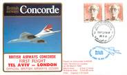1 Er Vol LETTRE 1 ER VOL DU CONCORDE "Tel Aviv / Londres, 29 mars 1984, Commandant de Bord: D. COOK"