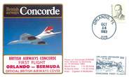 1 Er Vol LETTRE 1 ER VOL DU CONCORDE "Orlando / Bermudes, 14 octobre 1983, Commandant de Bord: Mc MULLEN"