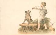 Enfant CPA ENFANT  dessiné "Petit garçon et son chien"   /  Editeur AMB