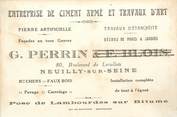 Vieux Papier CPA / PETIT PAPIER FRANCE 92 "Neuilly sur Seine, Entreprise de Ciment armé et travaux d'Art G. PERRIN"